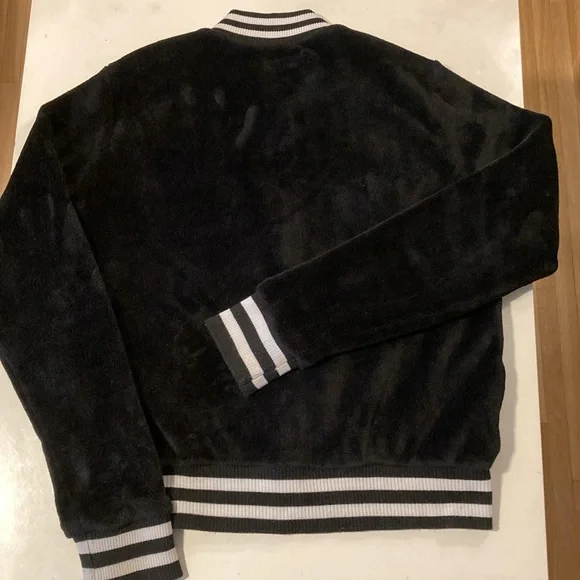 Michael Lauren Zip Stripe Velvet Jacket Medium Black - Picture 4 of 4